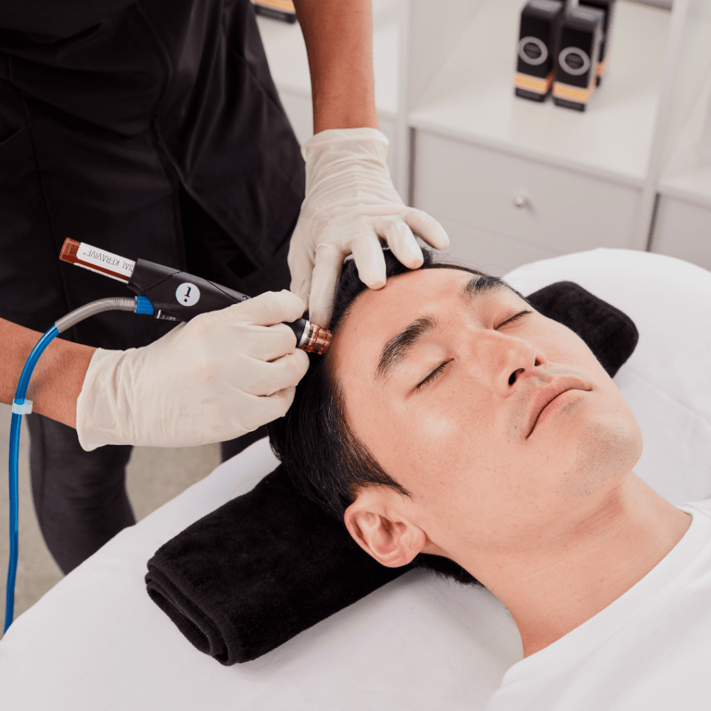 Man getting a hydrafacial treatment