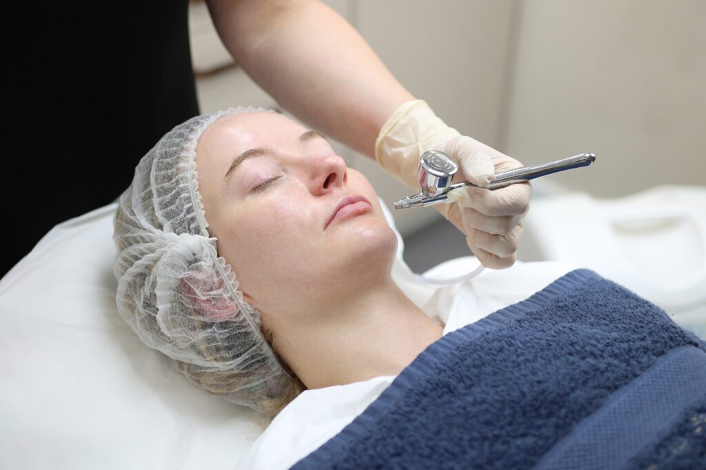 Patient having Oxygen facial at Omniya Clinic, London