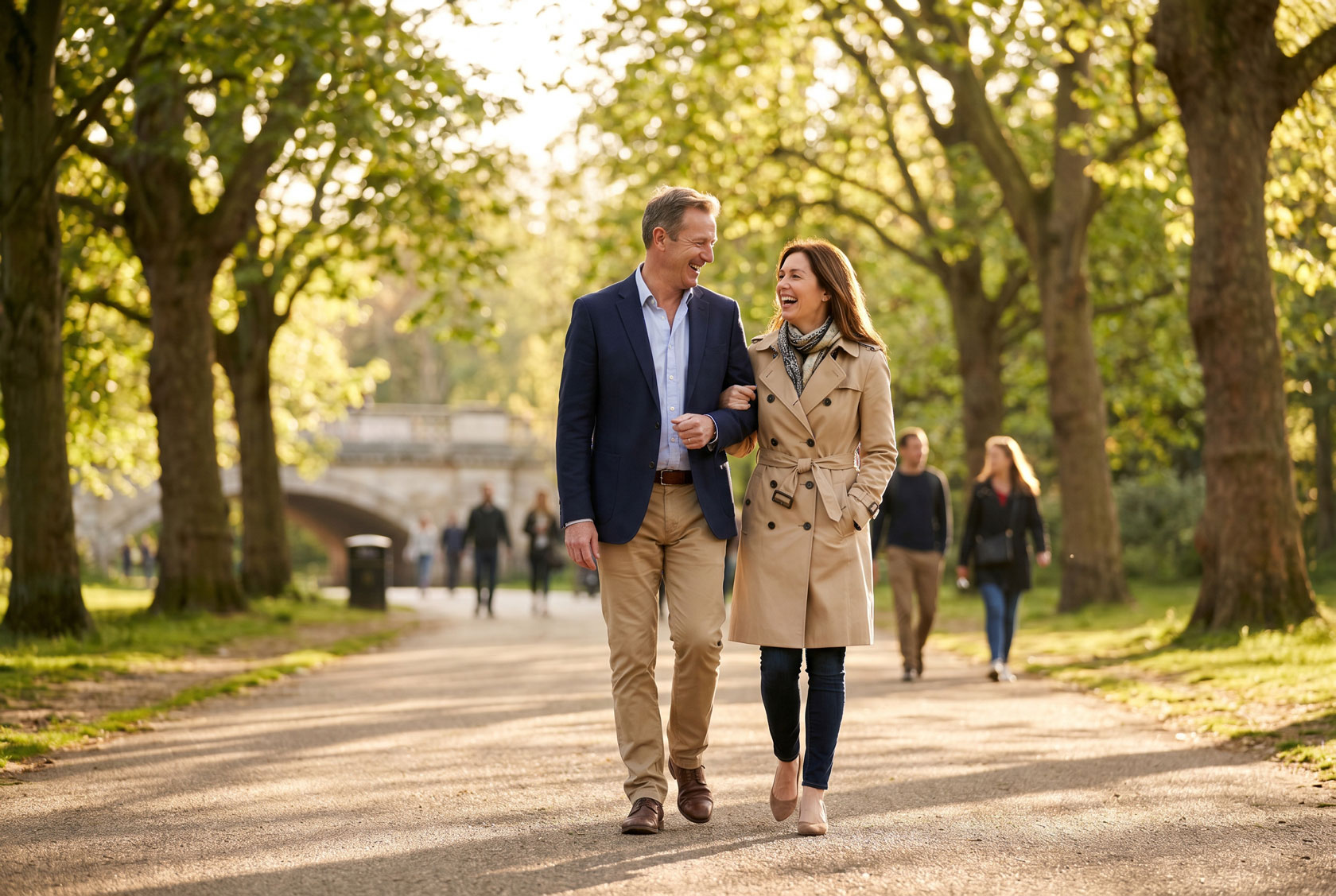 Couple walking in London park