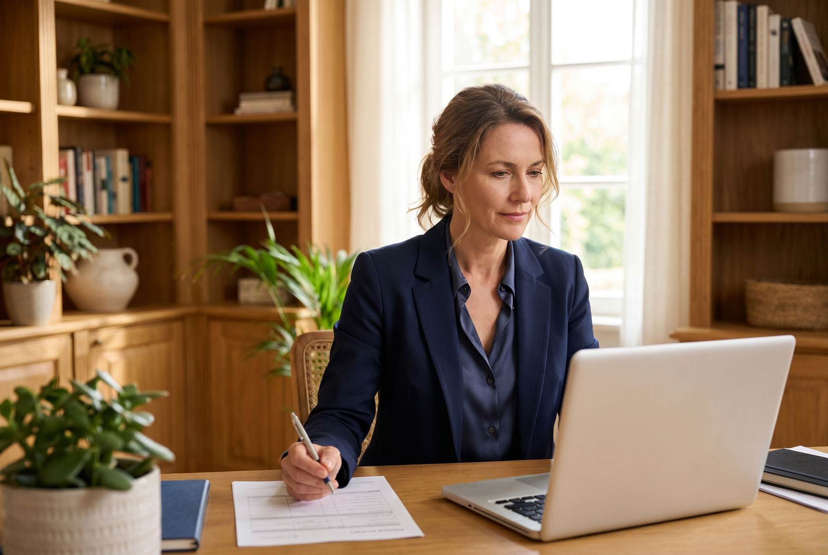 Patient completing health questionnaire at home